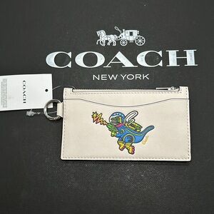 NWT Cosmic Coach Zip Card Case Rexy Astronaut Leather Wallet Dinosaur Coin Purse